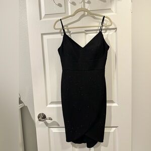 Elise J Black Sparkle Midi Dress | Size 10 | Spaghetti Strap Cocktail Dress